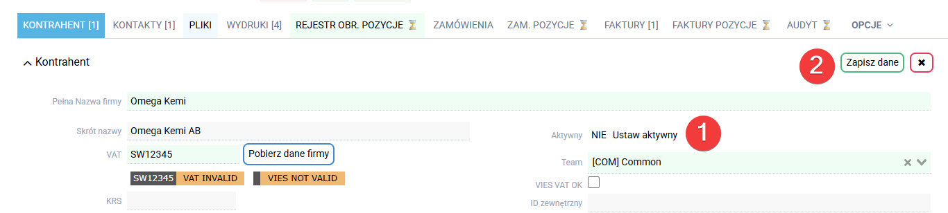 platformaERP Kontrahent nieaktywny