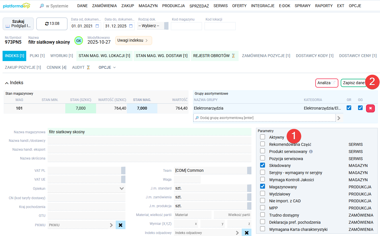 platformaERP - indeks nieaktywny