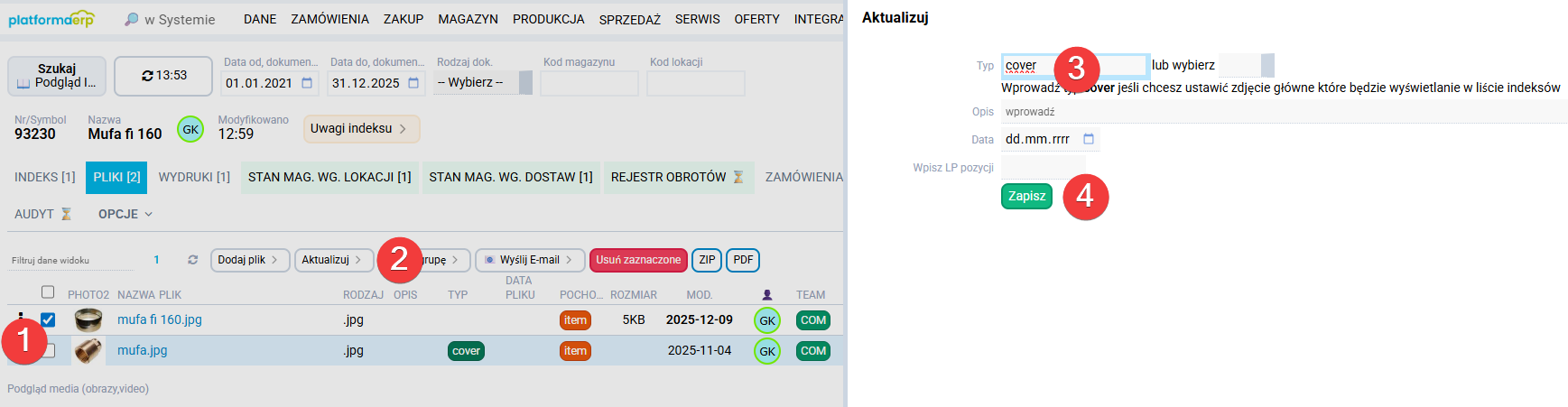 platformaERP - Indeks, wyświetlenie zdjęcia na liście