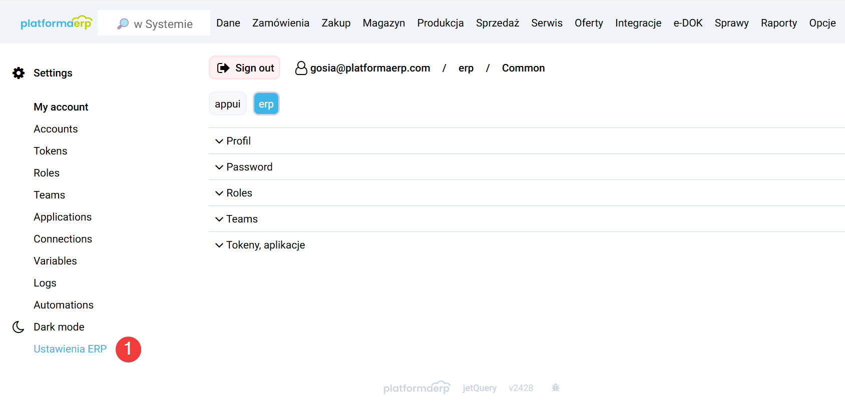 platformaERP - KSeF - proces wprowadzenia tokenu 