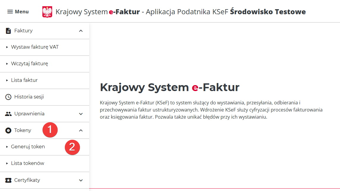 platformaERP - KSeF - generowanie tokenu w KSeF