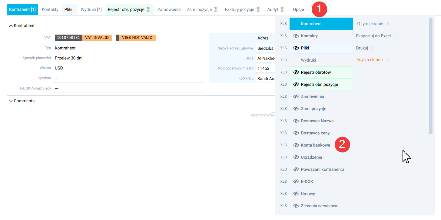 platformaERP Rozszerzenie danych kontrahenta