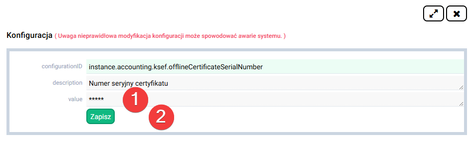 platformaERP - KSeF - wprowadzenie numeru seryjnego certyfikatu KSeF w platformieERP