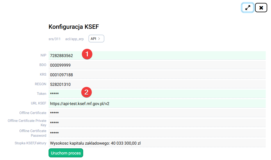 platformaERP - KSeF - proces wprowadzenia tokenu