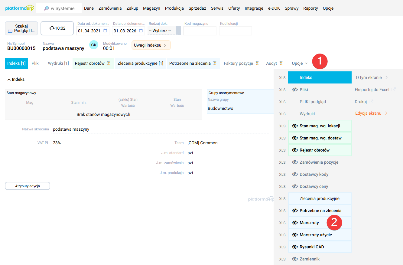 platformaERP - Marszruta