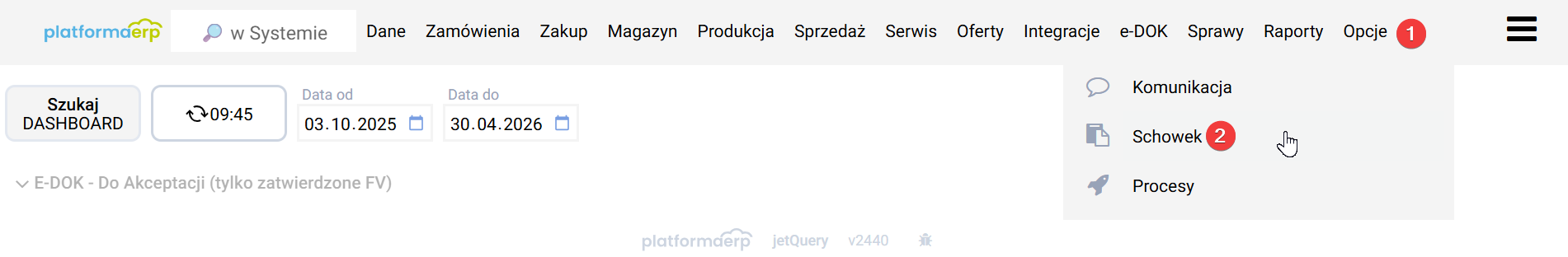 platformaERP - Schowek