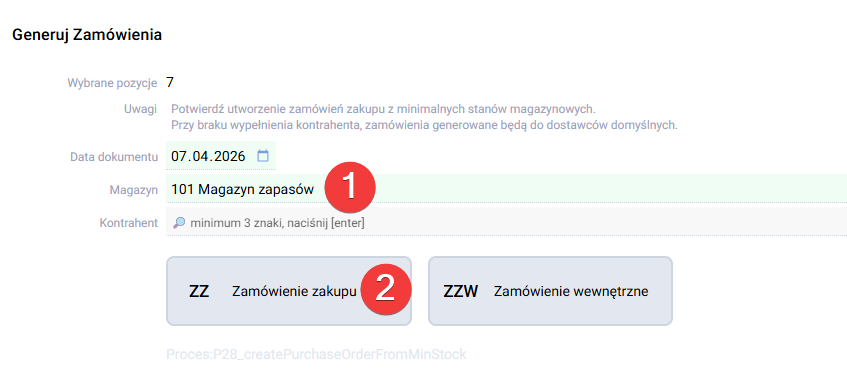 platformaERP - Stany minimalne, automatyzacja zamówień