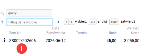 platformaERP - powiązanie zamówienia z fakturą zaliczkową