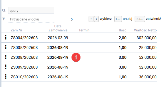 platformaERP - powiązanie zamówienia z fakturą zaliczkową
